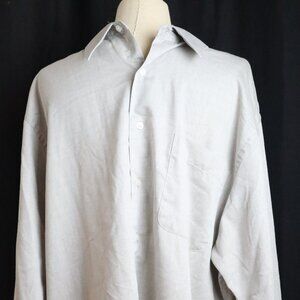 Milano Uomo Mens 17 1/2 32/33 Light Gray Long Sleeve Button Down Dress Shirt
